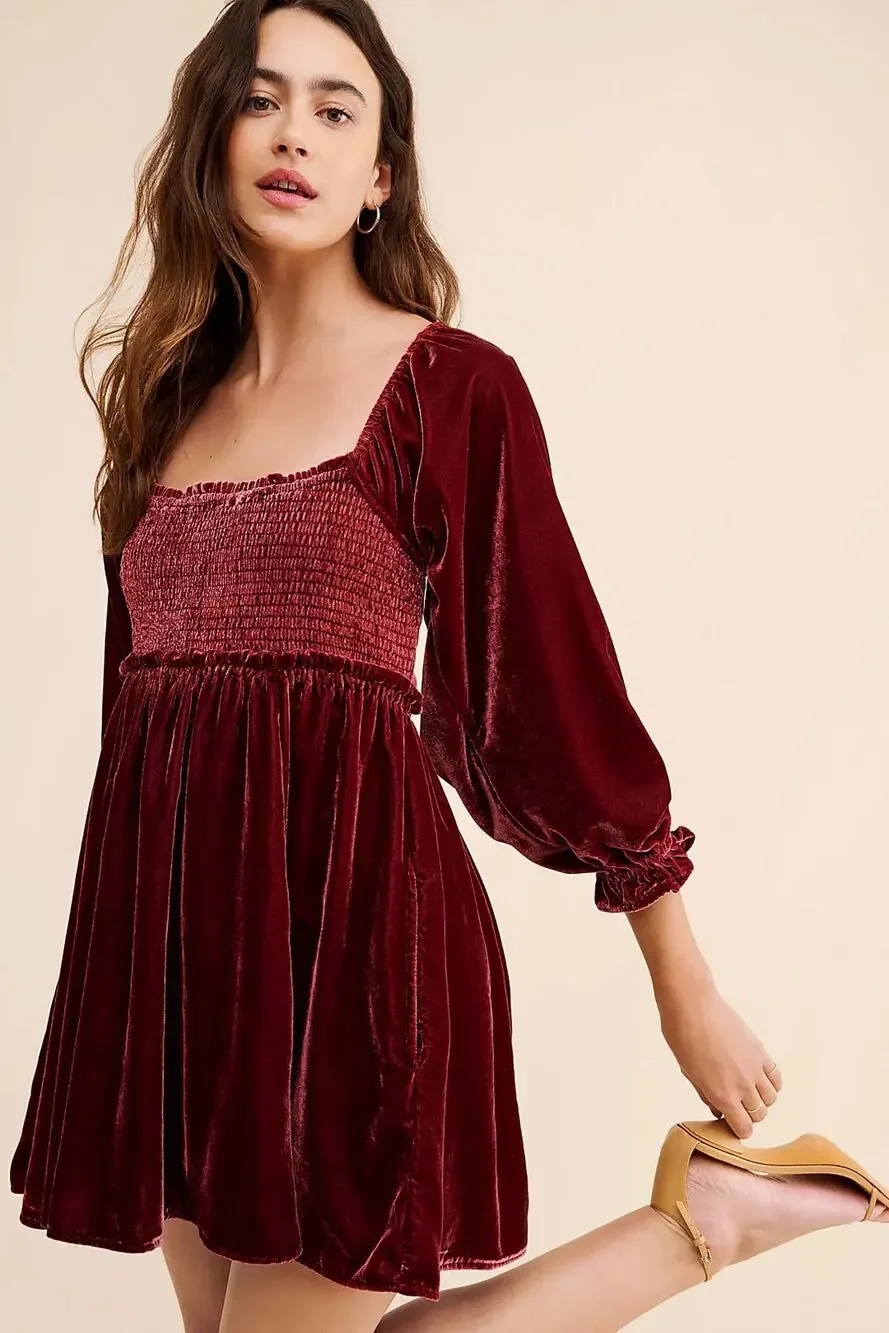 Free People Daphne Velvet Mini Dress